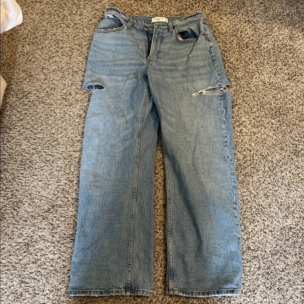 Abercrombie the baggy mid rise jean w/ side slits